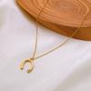 Pendentif Polyvalent Rétro en Acier Inoxydable en Forme de U, Bijou Chaîne Clavicule, Collier Doré Ne Se Décolore Pas Pour Filles