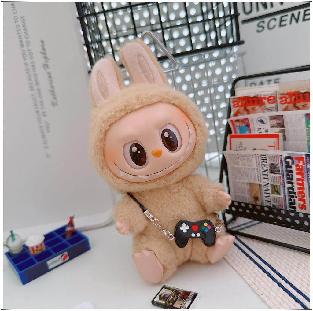 First, Second, and Third Generation Labubu Doll Clothes: 17cm Plush Onesie for 10cm Labubu Dolls, Cute Cartoon Design