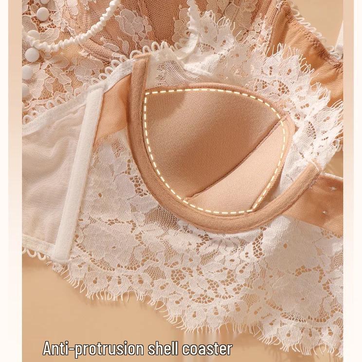 Französische Reizwäsche aus reiner Spitze: Damen Ultra-Dünne Cups, Minimierend für Große Oberweite, Schönes Rückendesign