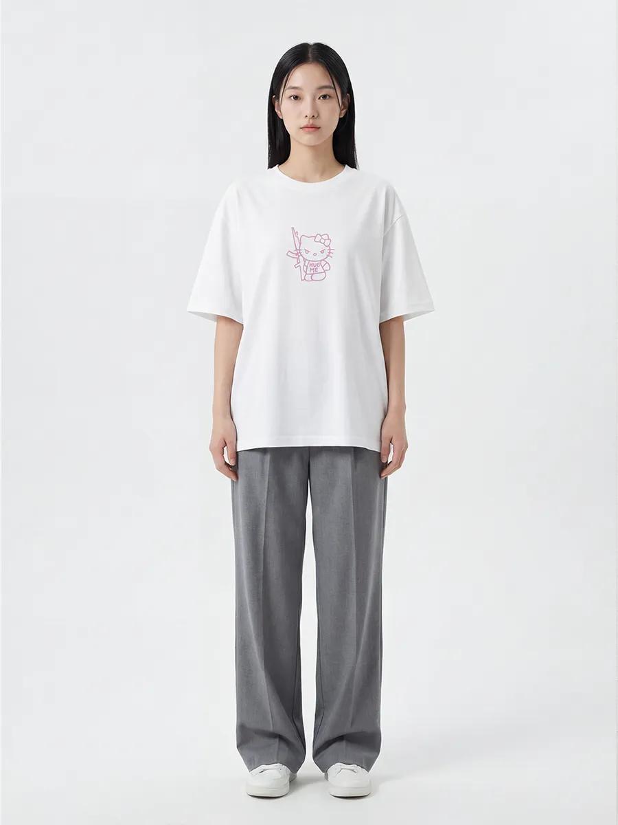 White oversized T-shirt with Axes print 3XL