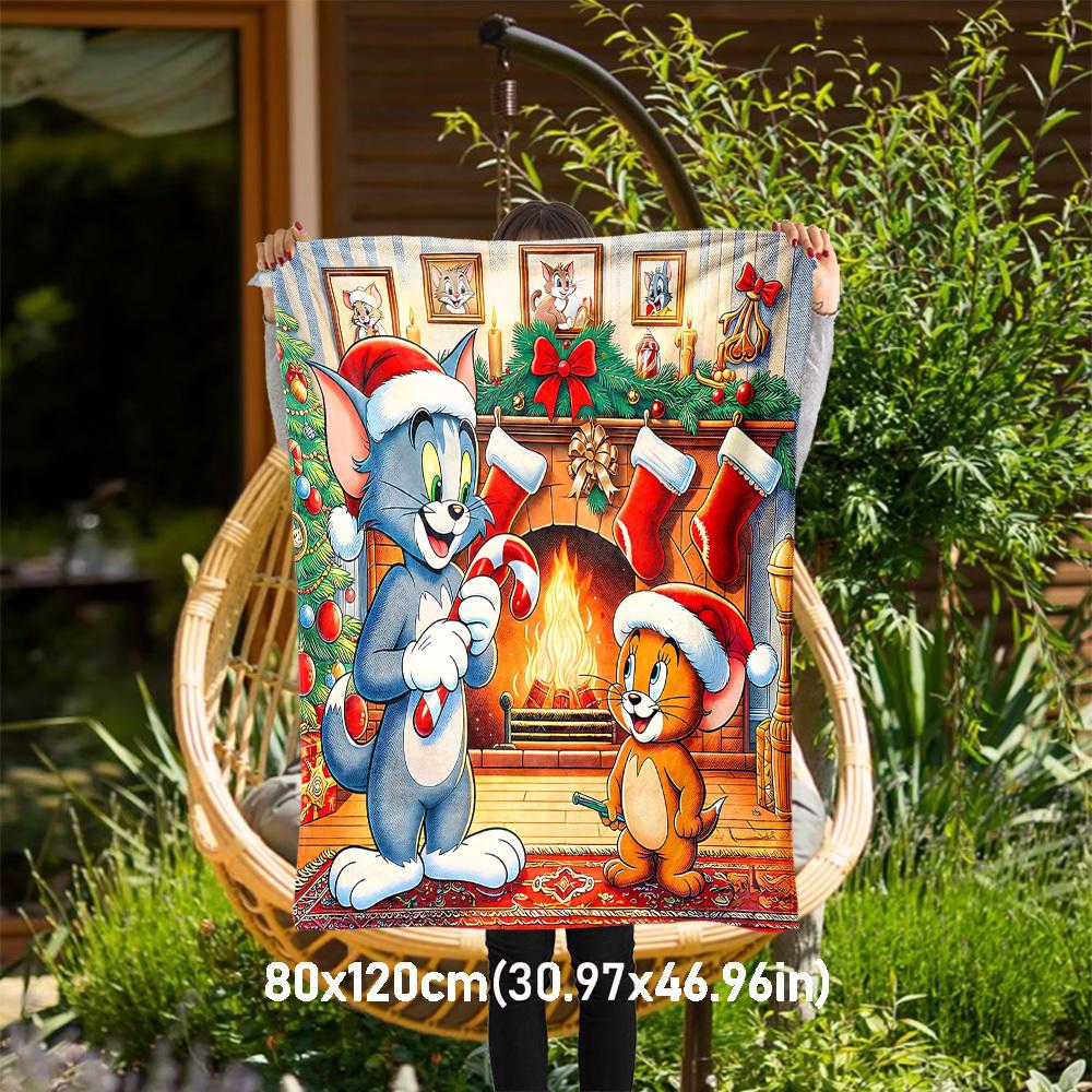 

1pc Tom JerryOutdoor Flannel Blanket Soft Plush Decor for Picnics, camping,Bedroom, Playroom, or Lunch Breakn1188A 80x120cm(31x47inch)