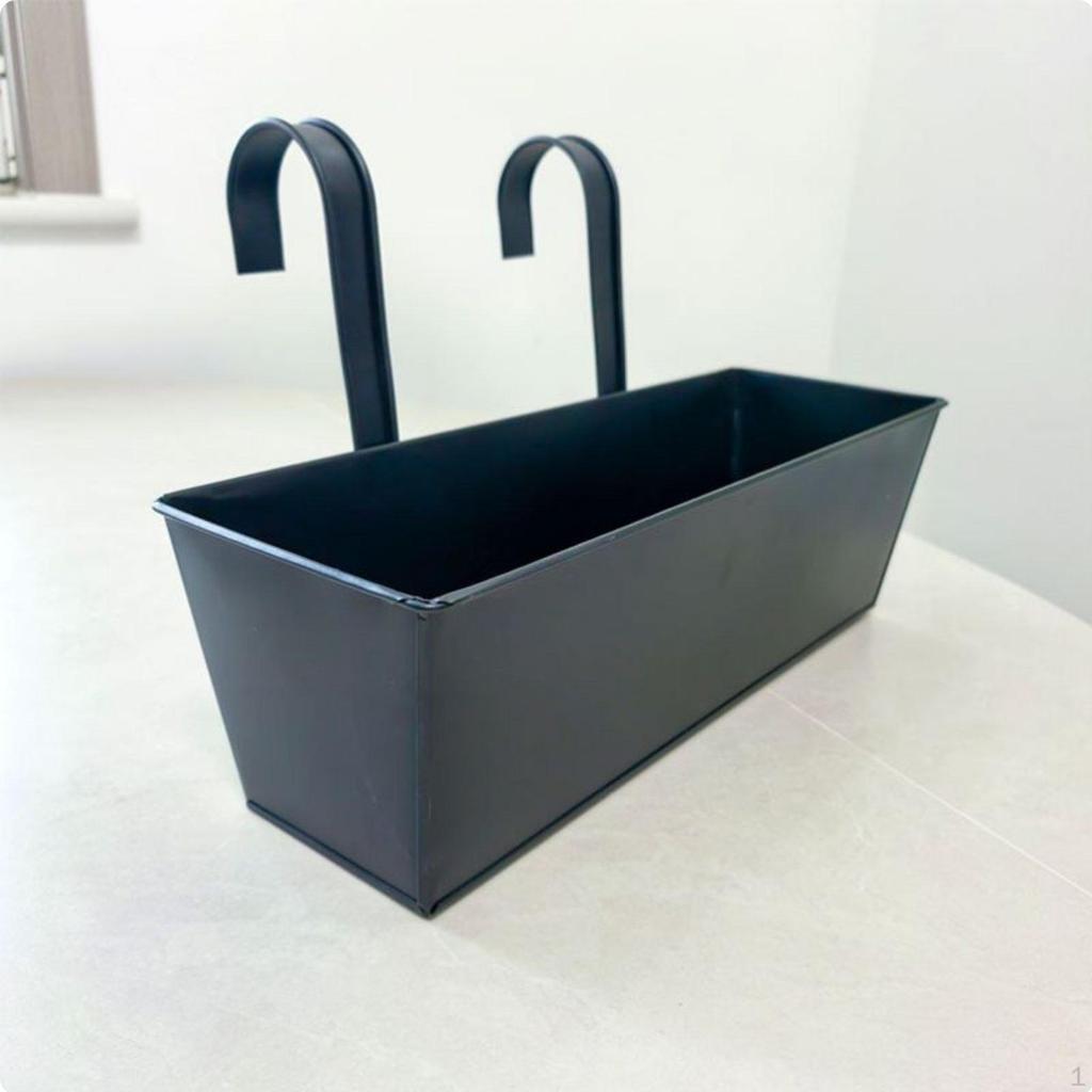 Rectangular Metal Hanging Planter Weather Resistant Railing Space Saving