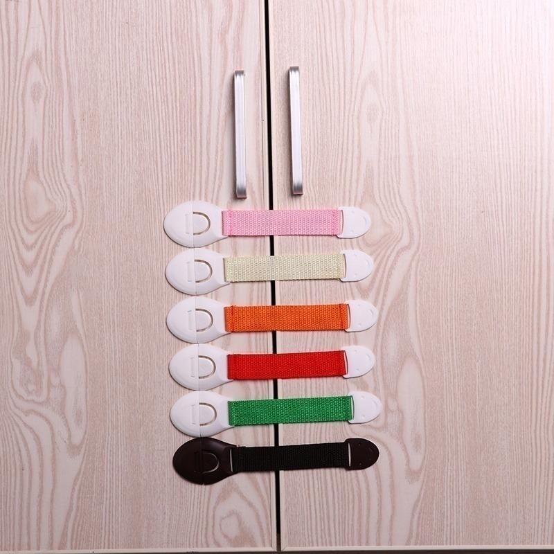 1pc Colored Webbing Multifunctional Safety Locks Children Anti-opening Cabinet Safe Lock Anti-clip Hand Door Lock Fixing Clips