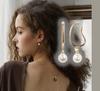 Earrings for gold ear white Miyabi Grace earrings women, cuffs, hoops, popular, painless, non-pierced earrings, swinging, large, pearls, large,