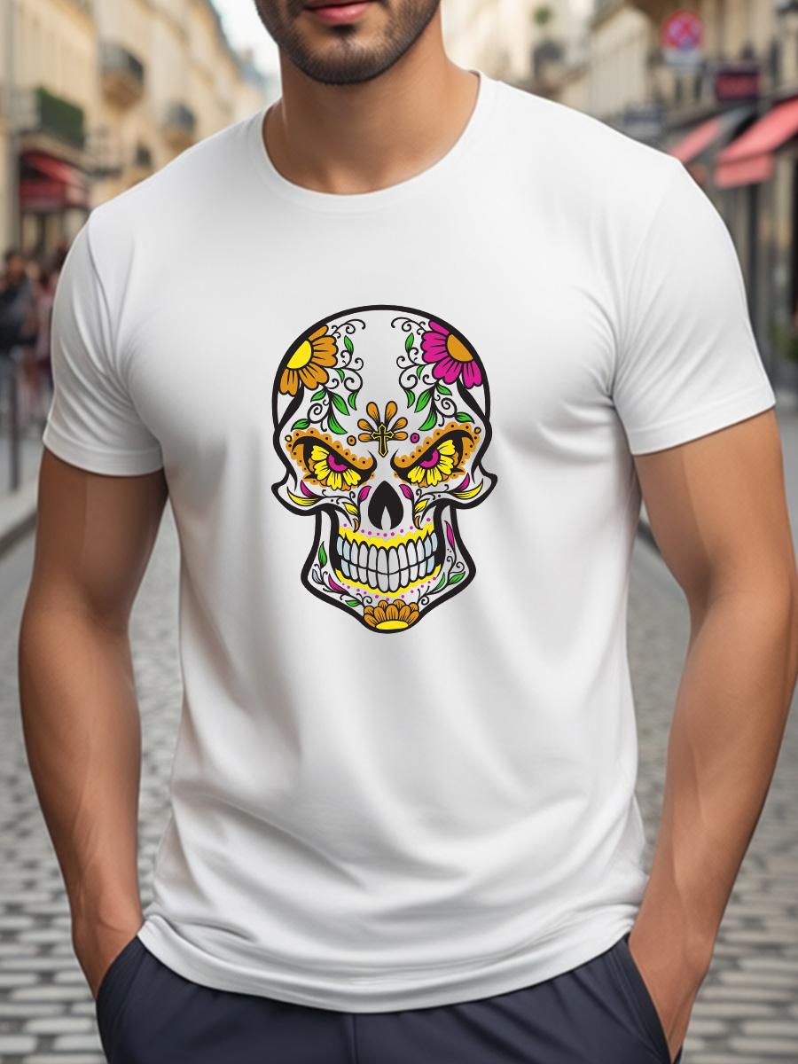 Sugar Skull Floral Design T-shirt XXXXL