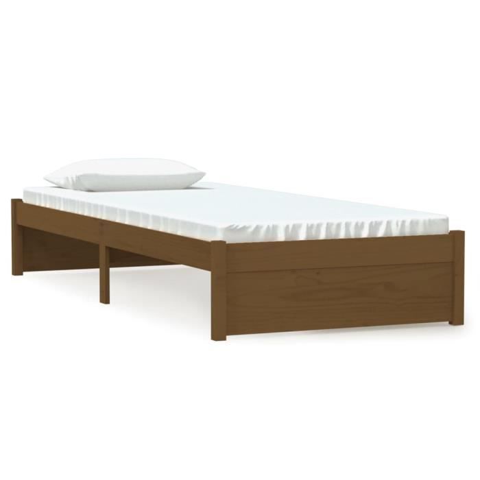 VidaXL Cadre de lit Marron miel Bois massif 75x190 cm Petit simple 814912