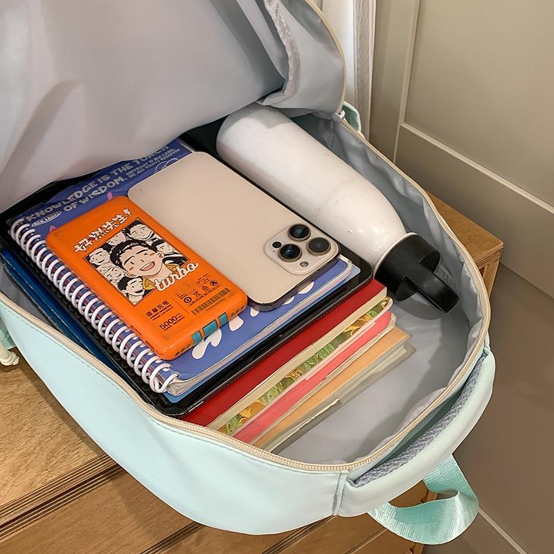 College Style, High Value, Fresh and Sweet Backpack, Junior High School Students Contrasting Color Splicing Large-capacity Backpack