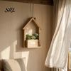 Natural Wood Wall Decoration Wooden Planter, Creative Hanging Flower Pot Basket for Indoor Plants Mounted Faux Flowers, Rustic Decor Living
