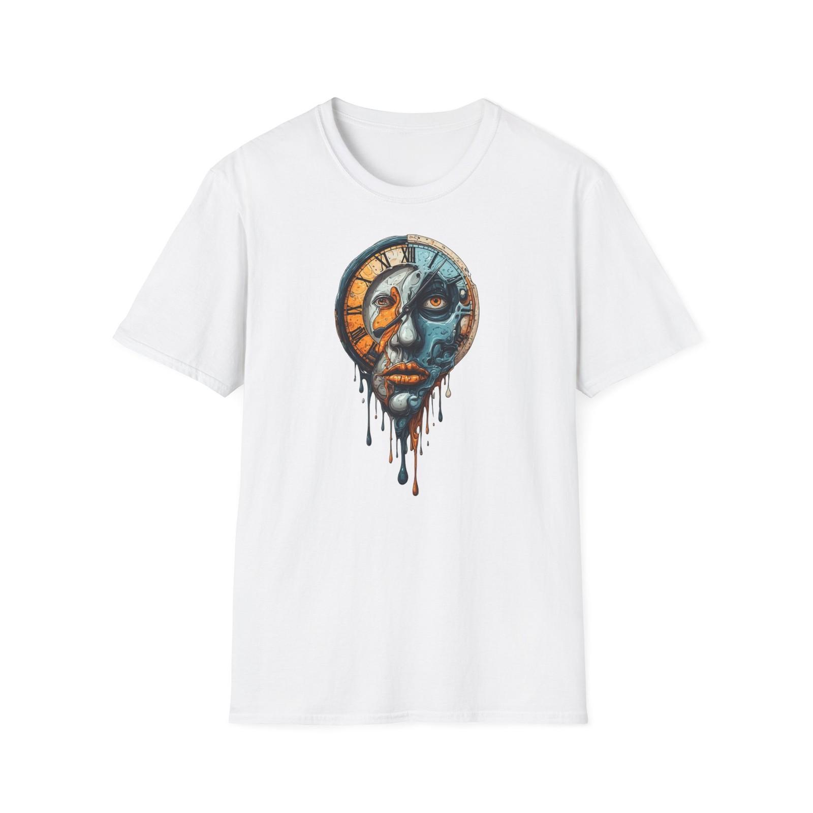 Steampunk Clockface Mask T-Shirt | Dripping Surreal Face Art, 5 colors S to 3XL S разноцветный