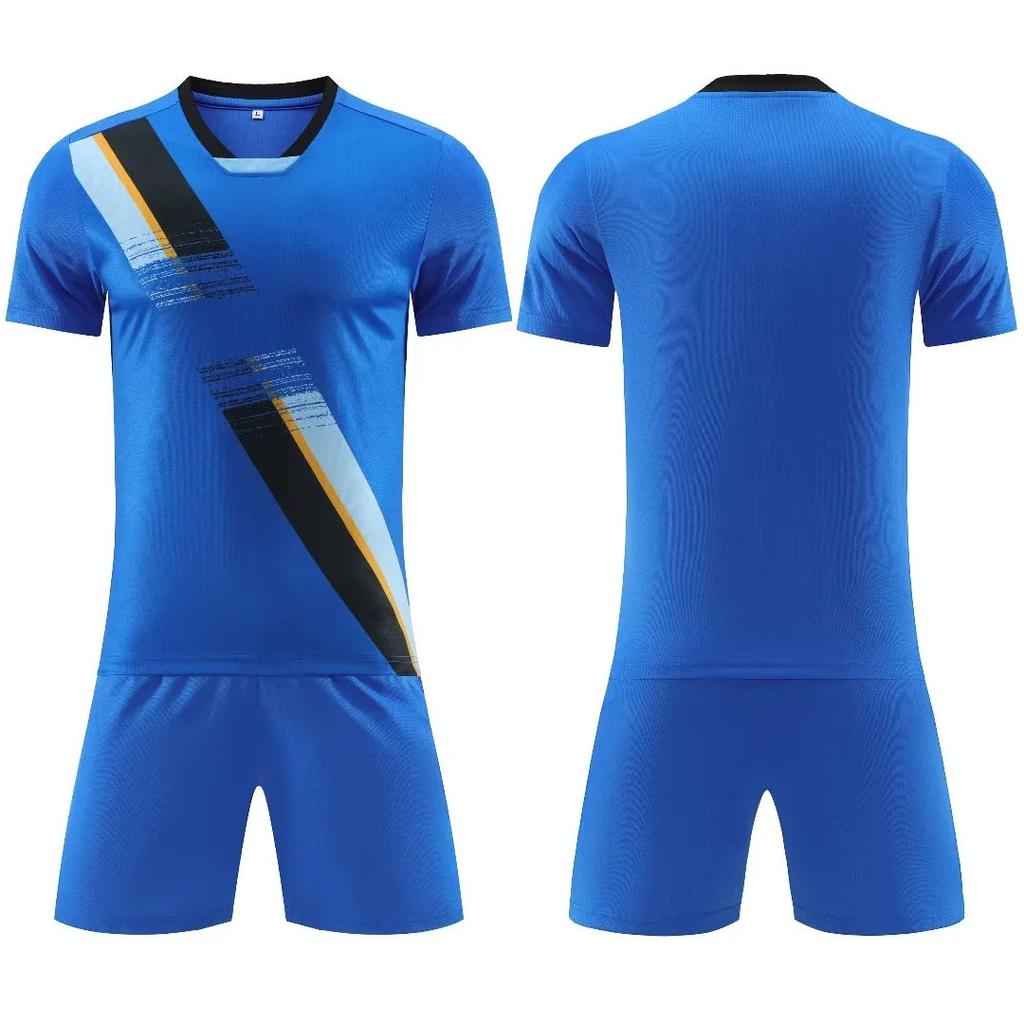 2025 children's football jersey set, men's game jersey summer training printed double-sided pockets, short-sleeved football jersey