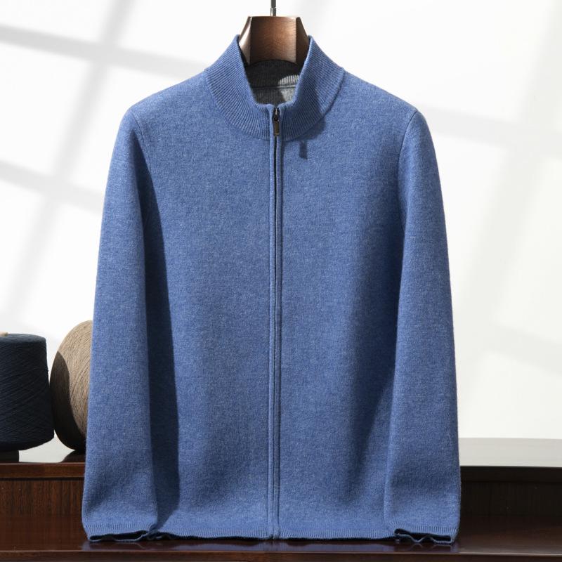 Men's Thickened Cashmere Zip Cardigan - Autumn/Winter Long-Sleeved Knit Sweater