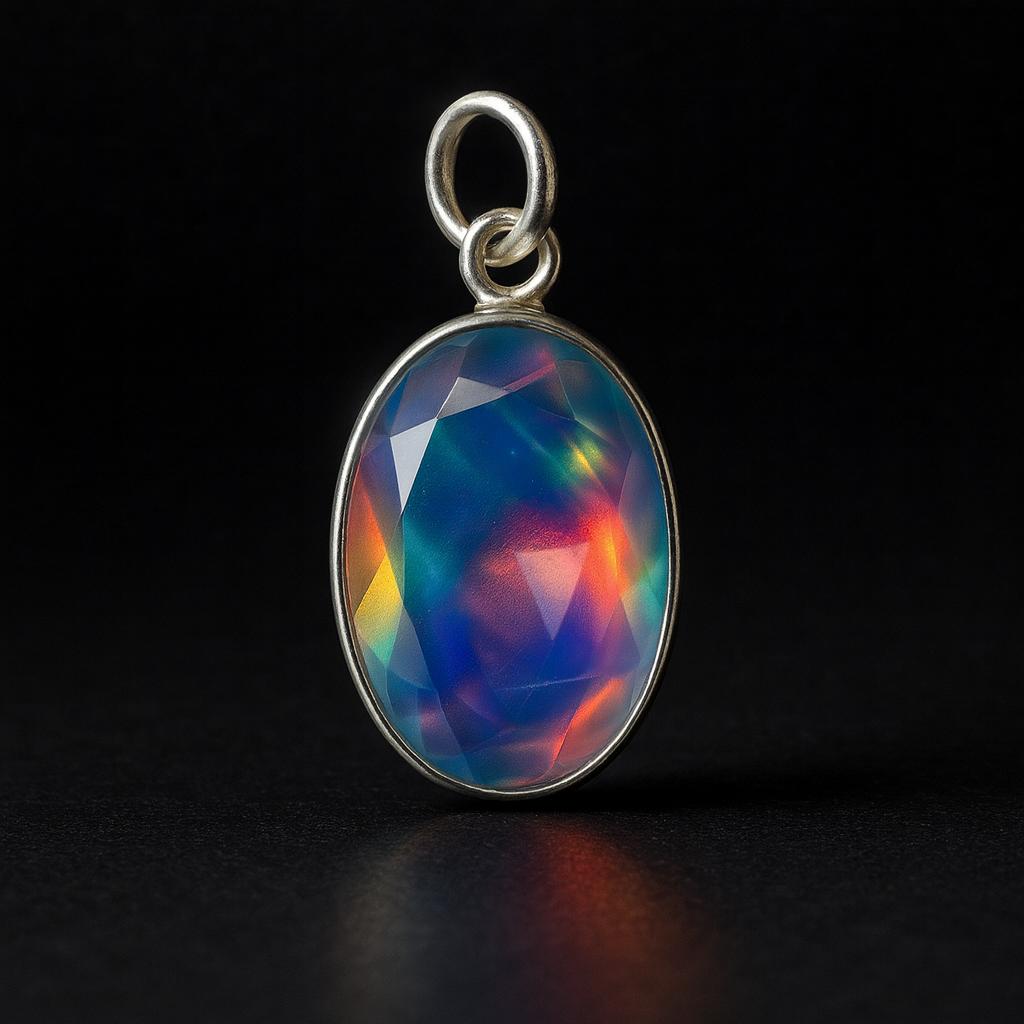 Natural Opal Pendant 24.45 ct Australian Oval 925 Sterling Silver October Birthday Birthstone