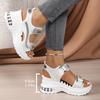 Cross-border Large Size Platform Sports Sandals Women's Summer New Velcro Rhinestone Beach Casual Wedge Sandals