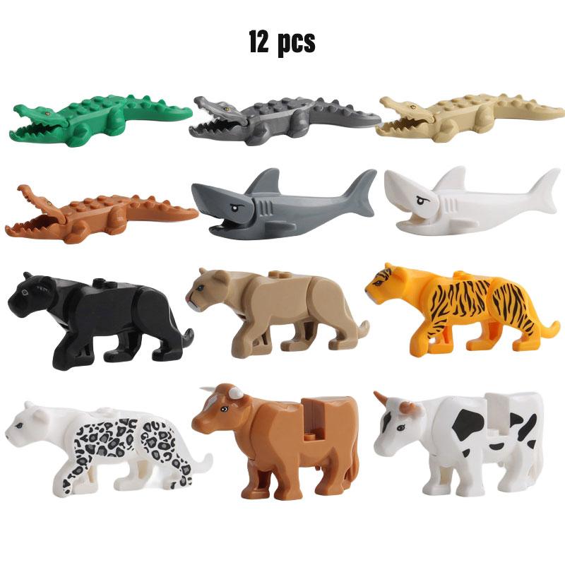 

12 шт. Минифигурки Животные Сборка Строительные блоки Игрушка Пластиковые модели Детский подарок
