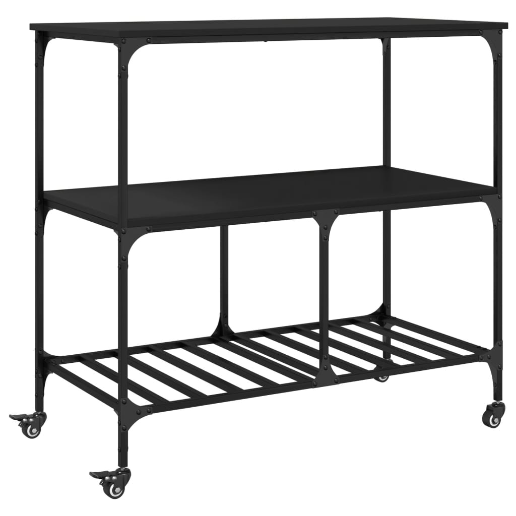 Kitchen Trolley Black 100x50x95 cm Particleboard