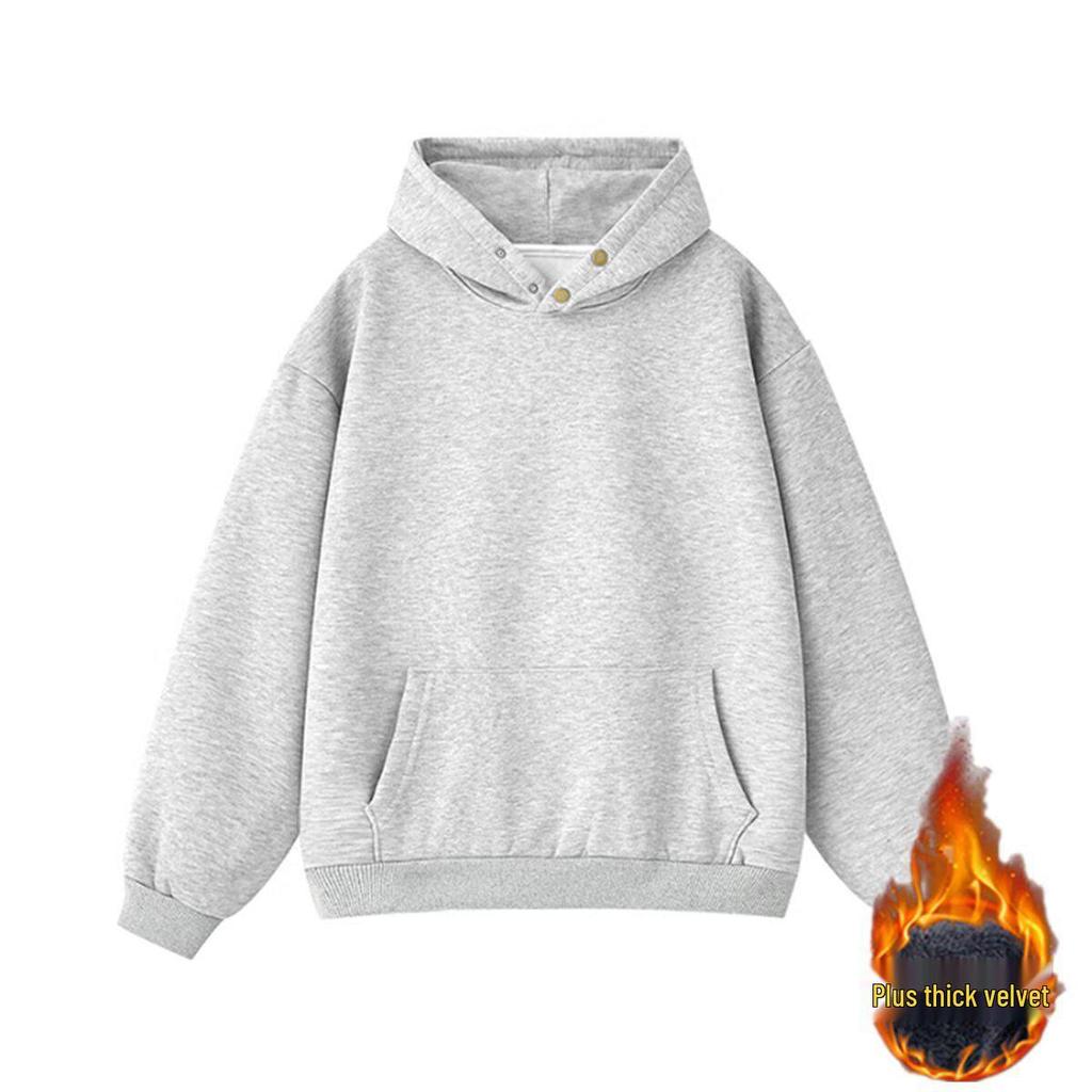 Luxury American Retro Heavyweight Cotton Hooded Sweatshirt for Men - Autumn/Winter Thickened Street Style Loose Fit