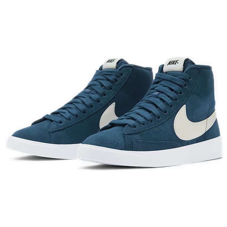Nike Blazer Vintage Suede Slip Resistant Lightweight Mid Top Skate Shoes Women Sneakers Blue White AV9376-403