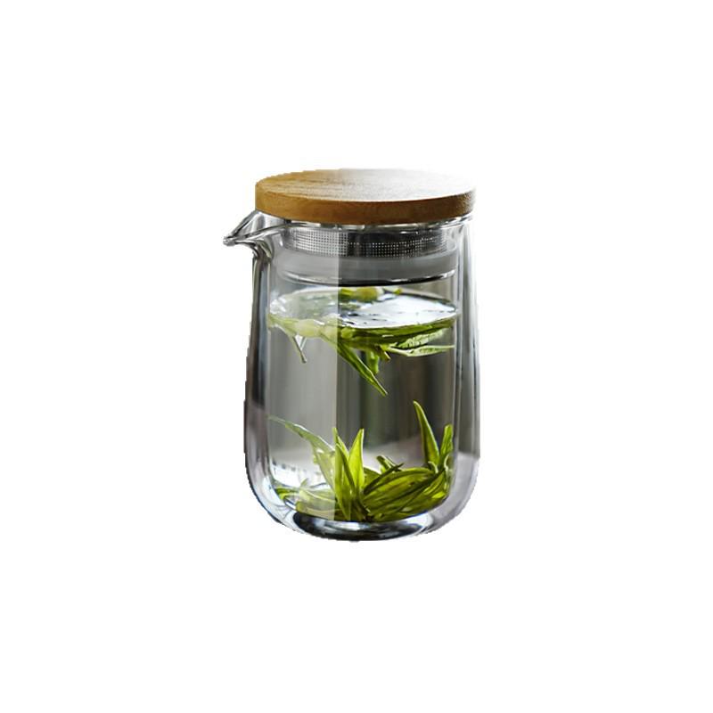 Double-Layer Transparent Glass Gong Dao Bei Tea Cup - Portable Heat-Insulating Kung Fu Tea Set