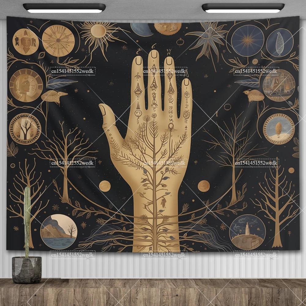 Mandala Półksiężyca Słońce Gobelin Gobelin Wiszący na Ścianie Boho Wiedźmiński Gobeliny Wystrój Pokoju Flagi Domowe