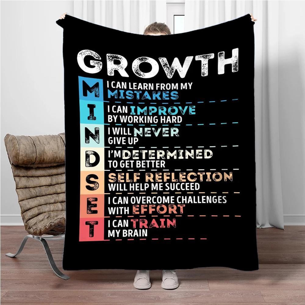 Motivational Quotes Lion Mindset Is Everything Flannel Blanket Soft Warm Throw Blanket Nap Blanket for Sofa Bed Office Camping Size: 75*100cm, Weight: 230 GSM