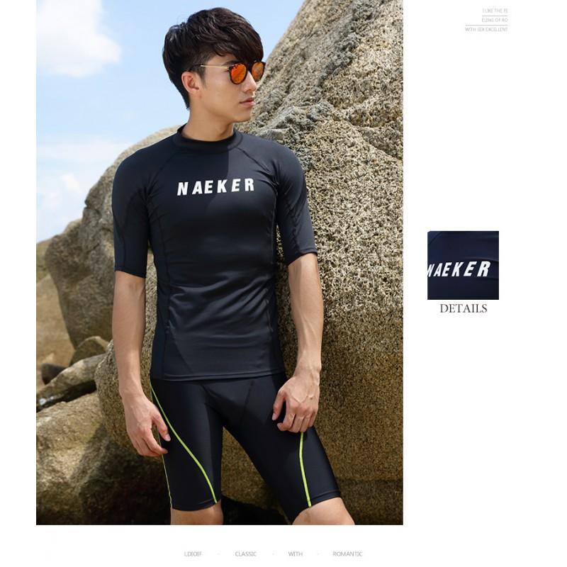 Mens Short Sleeve Rash Guard Set UV Protection Swimwear Snorkeling Diving Surfing Outdoor Water Sports