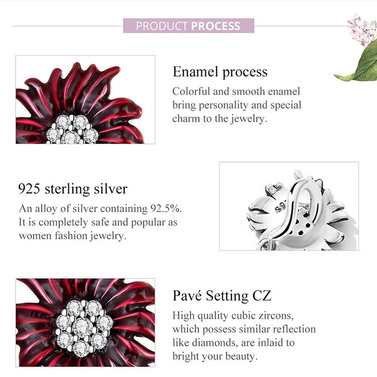 WOSTU 925 Prata Esterlina Colorido Lucky Daisy Flor Charms Contas Fit Original DIY Pulseira Colar Jóias Finas Presentes