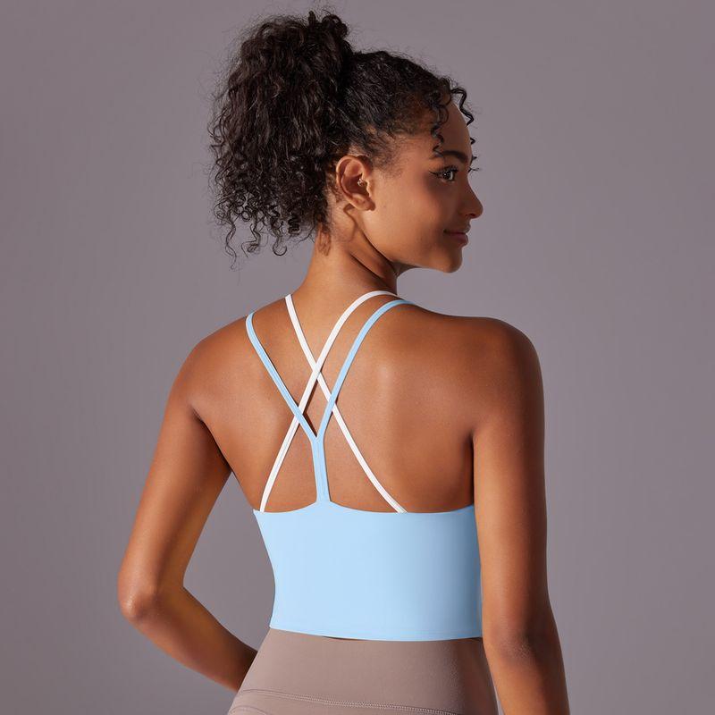 

Beauty Back Double-Layer Cross Fixed Chest Pad Sports Intimates Bubble Wrap Running Workout Bra Yoga Clothing Top Women s Vest 7005 vest-baby Blue L