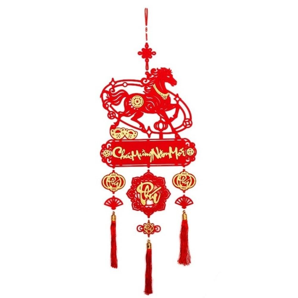 2026 Lunar New Year Pendants Vietnamese with Tassel Hanging Ornament Red Horse Pattern Spring Festival Pendants