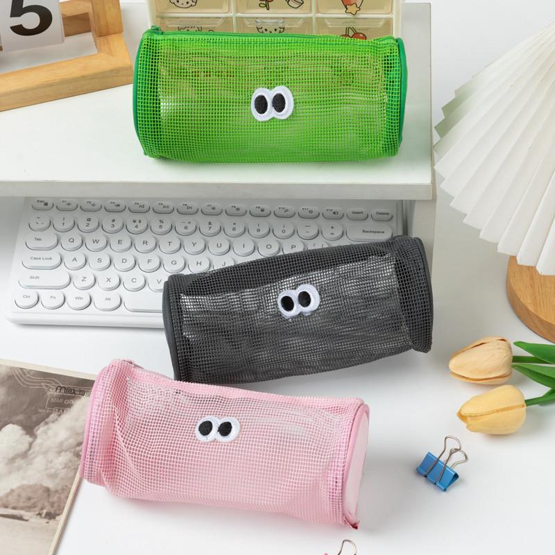 Nylon Cute Pencil Bag With Mesh Design And Spacious Storage For Gift School