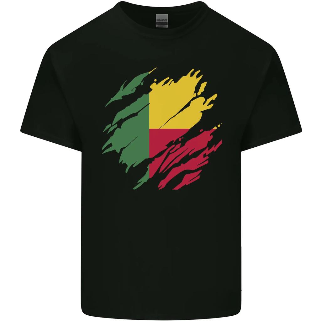 Torn Benin Flag Beninese Day Football Kids T-Shirt Childrens