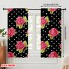 2Pcs,2D Plane Printing Light Filtering Curtains Roses On Polka Dots Versatile Durable Polyester (Without Rod) Holiday Ldeal For