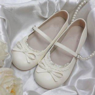 women Bow Round Head Ruffled Pu Low Heeled Shoes Japanese Style Lolita Sweet Girls Shoes Kawaii Lolita Princess Victoria shoes 35