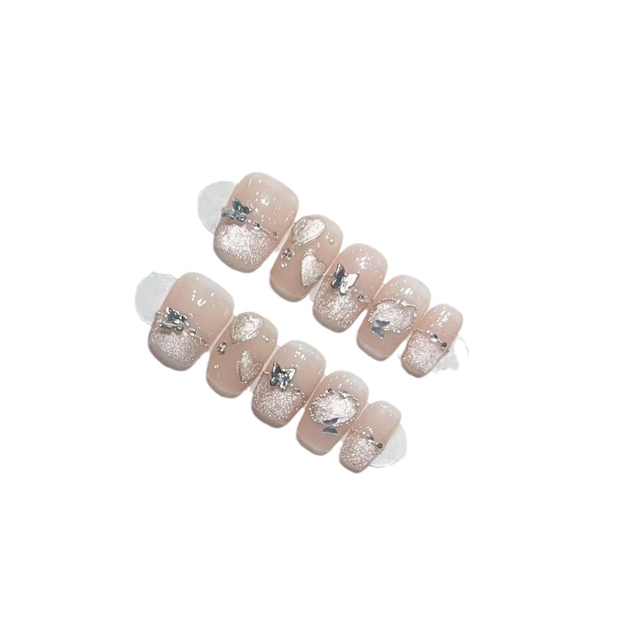 

Популярный маникюр ручной работы, обладательница высококачественной атмосферы, кошачий глаз, французский, любовь, бабочка, универсальная накладная накладка для ногтей Large L