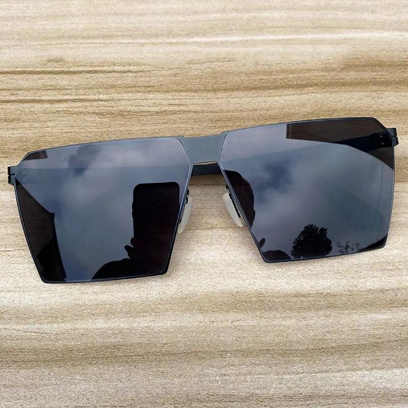 

Солнцезащитные очки HD с большой квадратной оправой, тонкий безвинтовой ультралегкий дизайн, стильные очки для унисекс чёрный