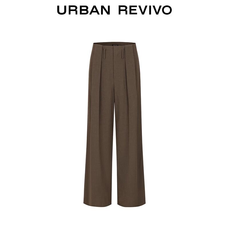 UR 2025 Autumn Retro Elegant Pleated Wide-Leg Pants