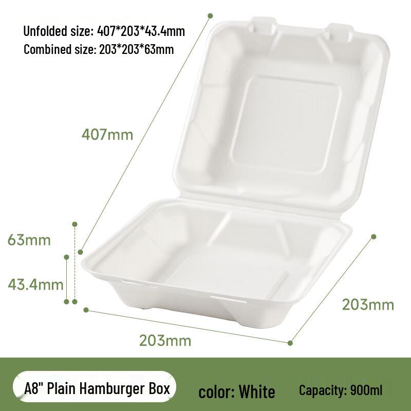 COFLYEE Biodegradable Disposable Hamburger & Takeaway Boxes