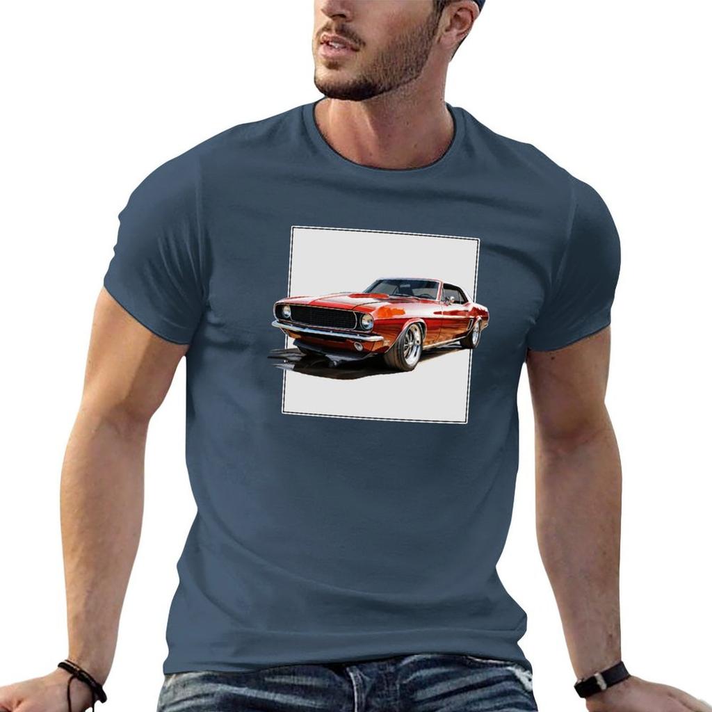 Muscle Car 1960s Illustration Tshirt Water Resistant Casual Tshirt