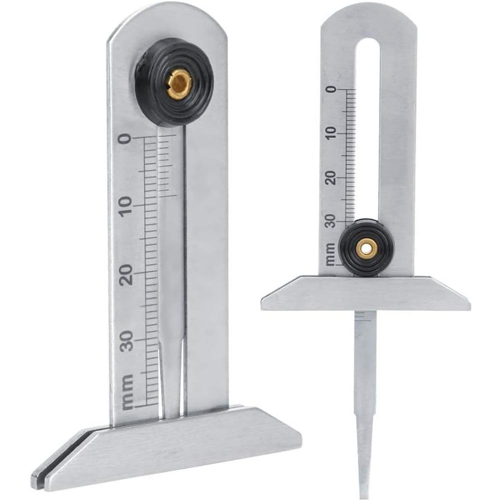 Tire Tread Depth Gauge, Stainless Steel Caliper, Depth Measuring Tool, 0-30mm, Tread Brake Shoe, Tire Monitoring System