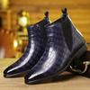 8766 Chelsea Boots British Crocodile Pattern Men's Boots, Retro Pointed Martin Boots, Foreign Trade