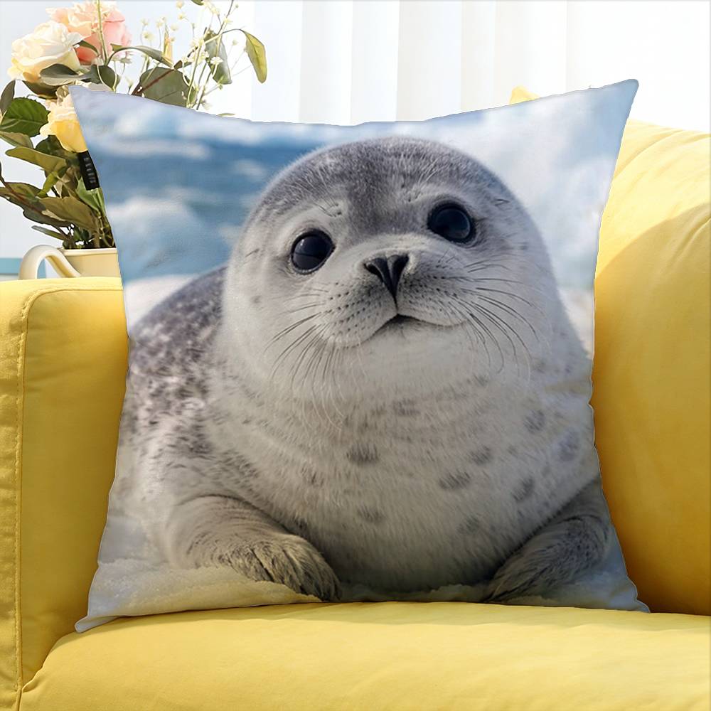 Cute Seal Sea Various Sizes Square Pillow Case For Car Home Bedchamber Decor