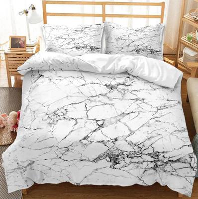 Bedding Duvet Cover Set White And Black Marble 3 Piece-1000 -Tc Luxury Microfiber Down Comforter Quilt Cover With Zipper Closure
