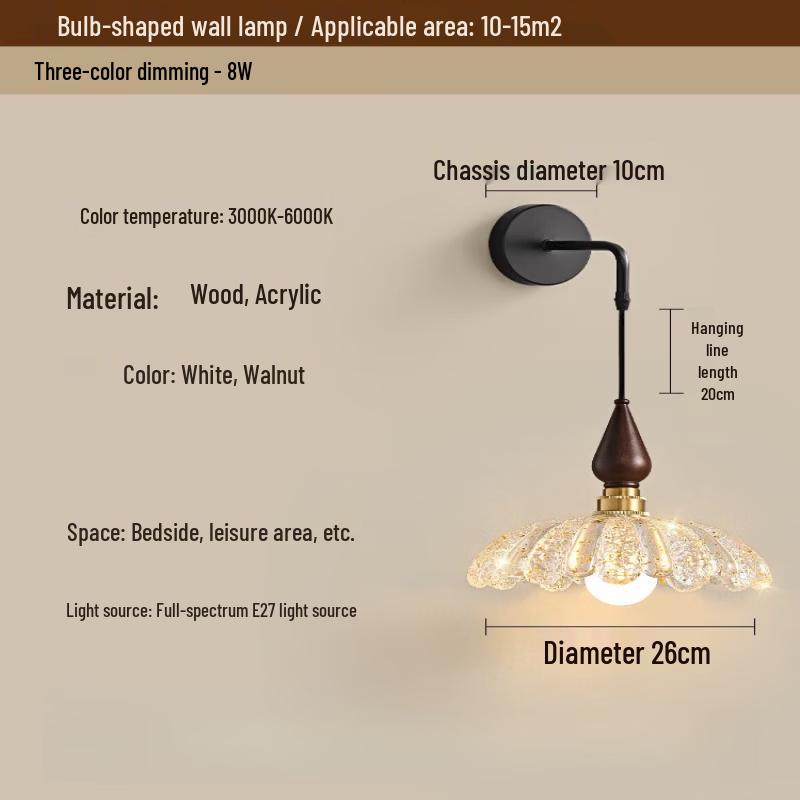 Французский ретро настенный светильник Oeny из грецкого ореха