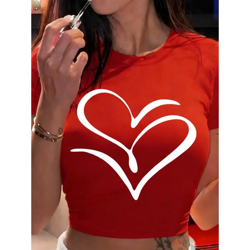 

Women S Printed Short-sleeved T-shirt. S красный