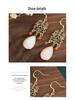 Retro National Trend Cloisonné Enamel Earrings with Southern Red Agate and White Jade for Hanfu Costumes