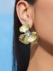 New Summer Alloy Rhinestone Flower Earrings, European and American Exaggerated Trend Metal Flower Earrings
