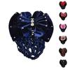 Fashion Bow Satin Rhinestone Barrette Net Bun Snood Hair Clip Cover Bowknot Hair Accessories