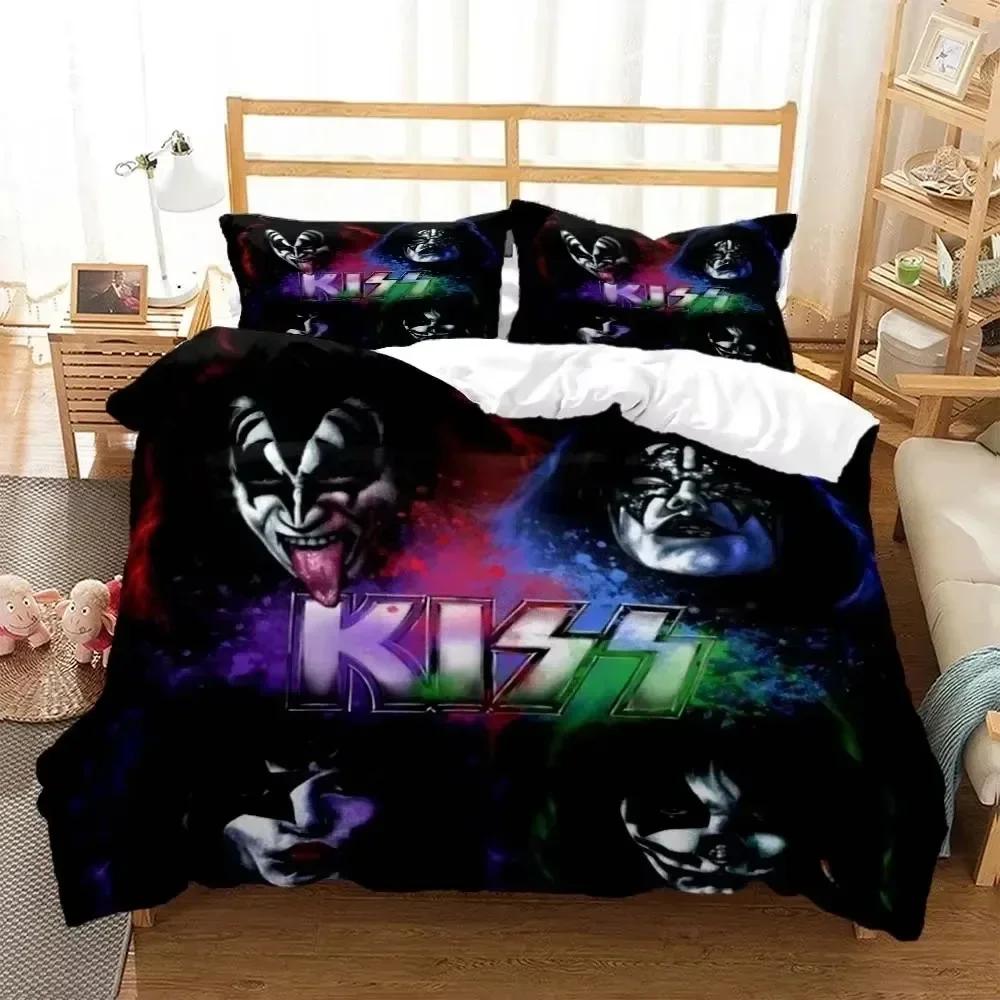 Comforter 3D Print Kiss Band Rock Bedding Set 3D Printed Suitable For Bedroom Kids Home Textile