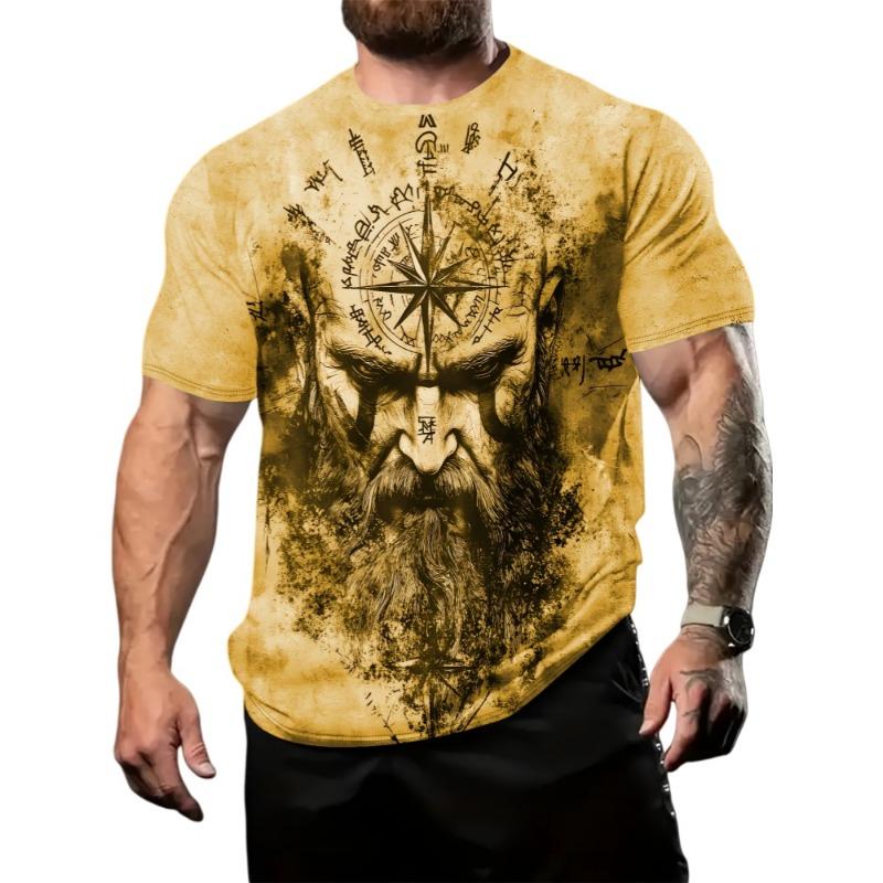 Men's T-Shirt Viking Compass Creative 3D Printed Pattern Design Summer Breathable Street Fashion