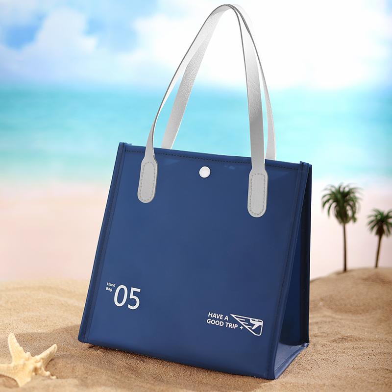 High end waterproof handbag travel storage bag solid color large capacity portable beach bag RH2313