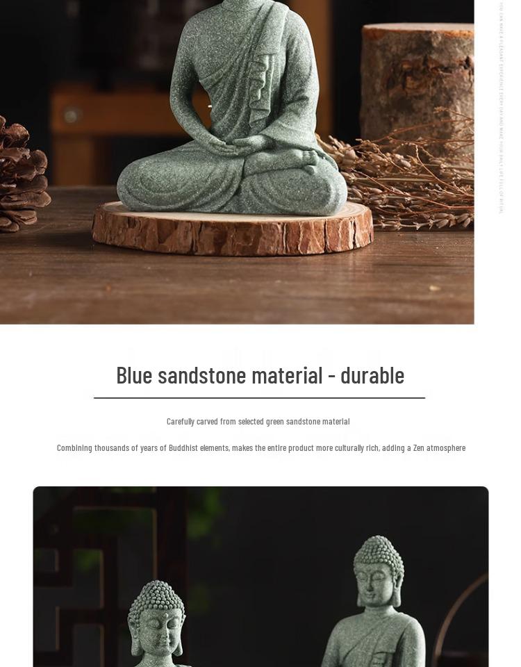 Porcelain Green Sandstone Buddha Ornament for Zen Fish Tank or Bonsai Display